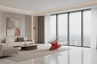 Spinning Top Swivel Lounge Chair Sculptural Resin Seat