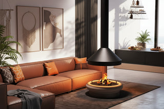 Suspended Hood Open Fire Pit Fireplace – Ceiling-Hung Conical Canopy-GraffitiWallArts