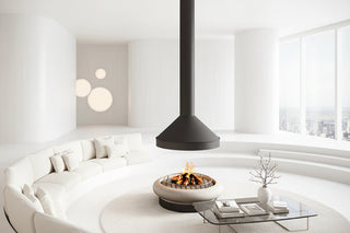 Suspended Hood Open Fire Pit Fireplace – Ceiling-Hung Conical Canopy-GraffitiWallArts