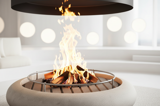 Suspended Hood Open Fire Pit Fireplace – Ceiling-Hung Conical Canopy-GraffitiWallArts
