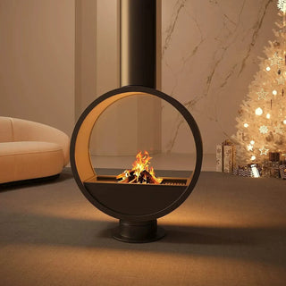 Suspended Pearl Fireplace – 360° Free Rotation (Indoor Use)-GraffitiWallArts