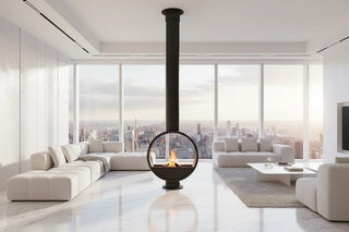 Suspended Pearl Fireplace – 360° Free Rotation (Indoor Use)-GraffitiWallArts