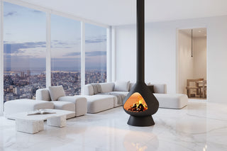 Teardrop Suspended Fireplace – Real Flame Wood-Burning Ceiling Hung-GraffitiWallArts