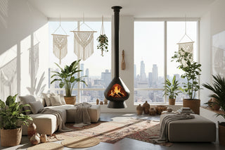 Teardrop Suspended Fireplace – Real Flame Wood-Burning Ceiling Hung-GraffitiWallArts