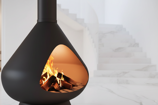 Teardrop Suspended Fireplace – Real Flame Wood-Burning Ceiling Hung-GraffitiWallArts