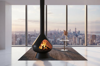 Teardrop Suspended Fireplace – Real Flame Wood-Burning Ceiling Hung-GraffitiWallArts