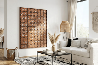 Wooden Clock Face Grid 3D Wall Art
