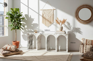 Travertine & Marble Console Table Calacatta Stone-GraffitiWallArts