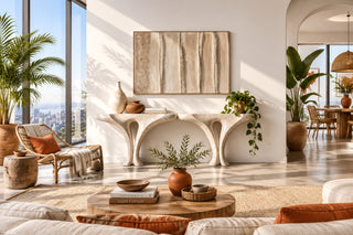 Triple Arch Console Table for Entryway or Living Room – Ivory-GraffitiWallArts