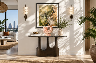 Triple Arch Panel Console Table for Entryway or Hallway – Dark Espresso & White-GraffitiWallArts