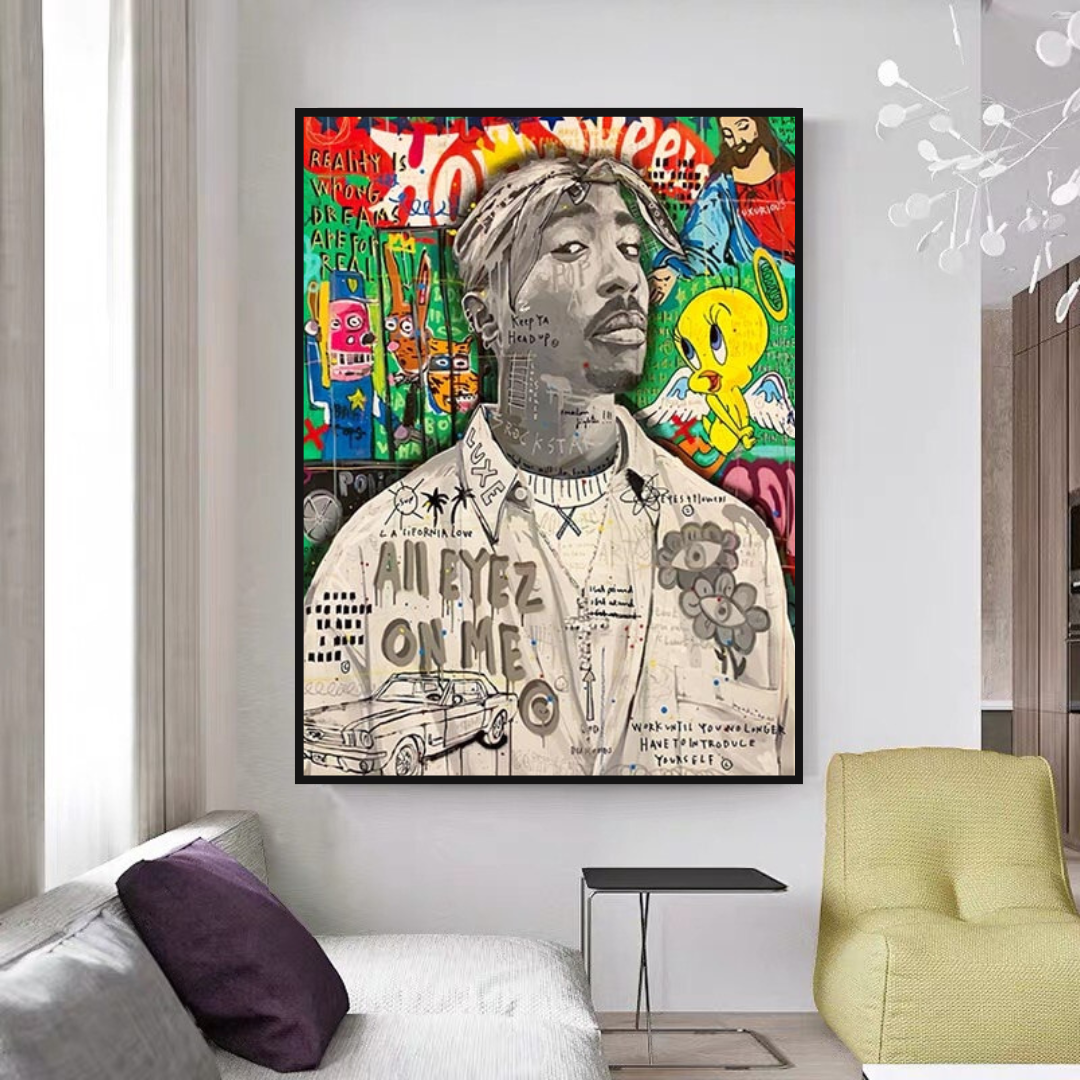 TuPac Rapper Singer Canvas Wall Art TuPac Wall Art GraffitiWallArt