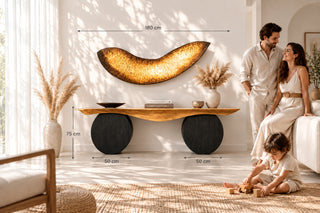 Twin Disc Console Table for Living Room or Hallway – Gold & Black-GraffitiWallArts