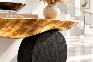 Twin Disc Console Table for Living Room or Hallway – Gold & Black-GraffitiWallArts