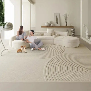 Twin Ripples 3D Diatom Silk Rugs for Living Room-Rugs