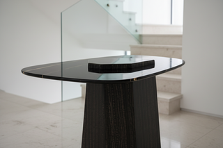 Two-Tone Marble Coffee Table – Sculptural Wabi-Sabi Italian Minimalist Pedestal-GraffitiWallArts