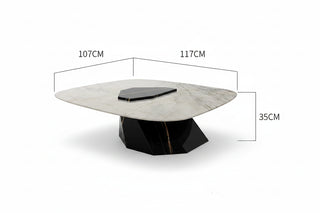 Two-Tone Marble Coffee Table – Sculptural Wabi-Sabi Italian Minimalist Pedestal-GraffitiWallArts