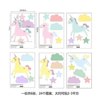 Unicorn Wall Decal Set Girls Bedroom Stickers-GraffitiWallArts