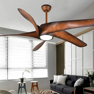 Vintage Brown Ceiling Fan 60 Inch with Remote Control & LED Light-GraffitiWallArts