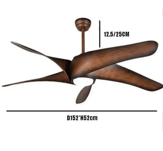 Vintage Brown Ceiling Fan 60 Inch with Remote Control & LED Light-GraffitiWallArts