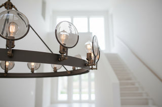 Vintage Industrial Glass Chandelier Light Fixture-GraffitiWallArts