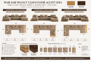 Divano d'accento Wabi Sabi Walnut Cloud – Legno di noce scuro e chiaro