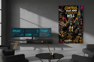 Wall Street Gorilla Canvas Wall Art | Control Your Mind Forex Trading Motivational Print-GraffitiWallArts