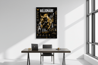 Wall Street Millionaire Abstract Forex Bull Canvas Wall Art | Gold Bull Trading Print