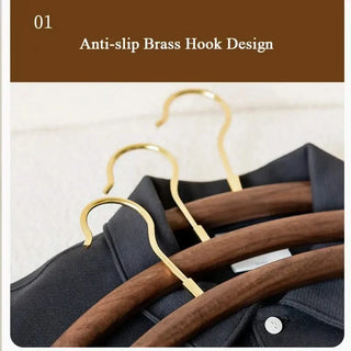 Walnut Wood Arc Clothes Hanger with Gold Hook – Premium Half-Moon Wardrobe Organiser-GraffitiWallArts