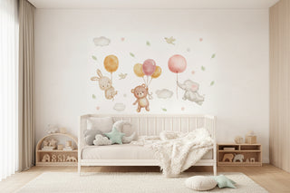 Watercolour Bear Rabbit Balloon Wall Stickers for Kids-GraffitiWallArts