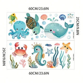 Watercolour Marine Animal Wall Stickers for Kids-GraffitiWallArts