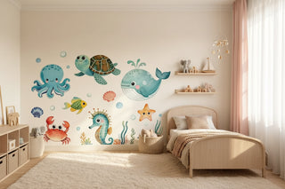 Watercolour Marine Animal Wall Stickers for Kids-GraffitiWallArts