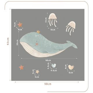Watercolour Ocean Animal Wall Stickers for Kids-GraffitiWallArts