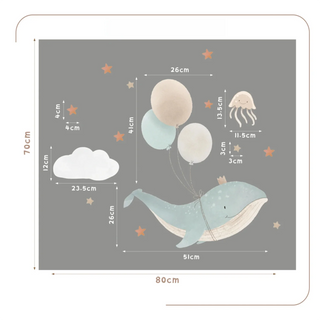 Watercolour Ocean Animal Wall Stickers for Kids-GraffitiWallArts