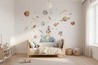 Watercolour Solar System Wall Stickers for Kids-GraffitiWallArts