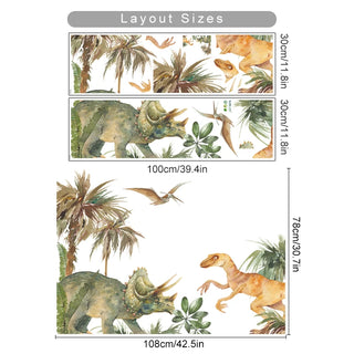 Watercolour Triceratops Dinosaur Wall Sticker for Kids-GraffitiWallArts