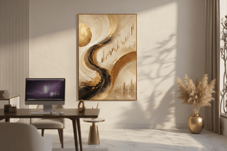 Wealth Flow Abstract Boho Finance Canvas Wall Art-GraffitiWallArts