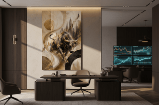 Wealth Flow Abstract Bull Canvas Wall Art