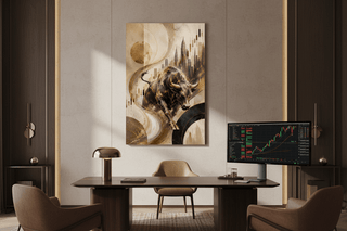 Wealth Flow Abstract Bull Canvas Wall Art
