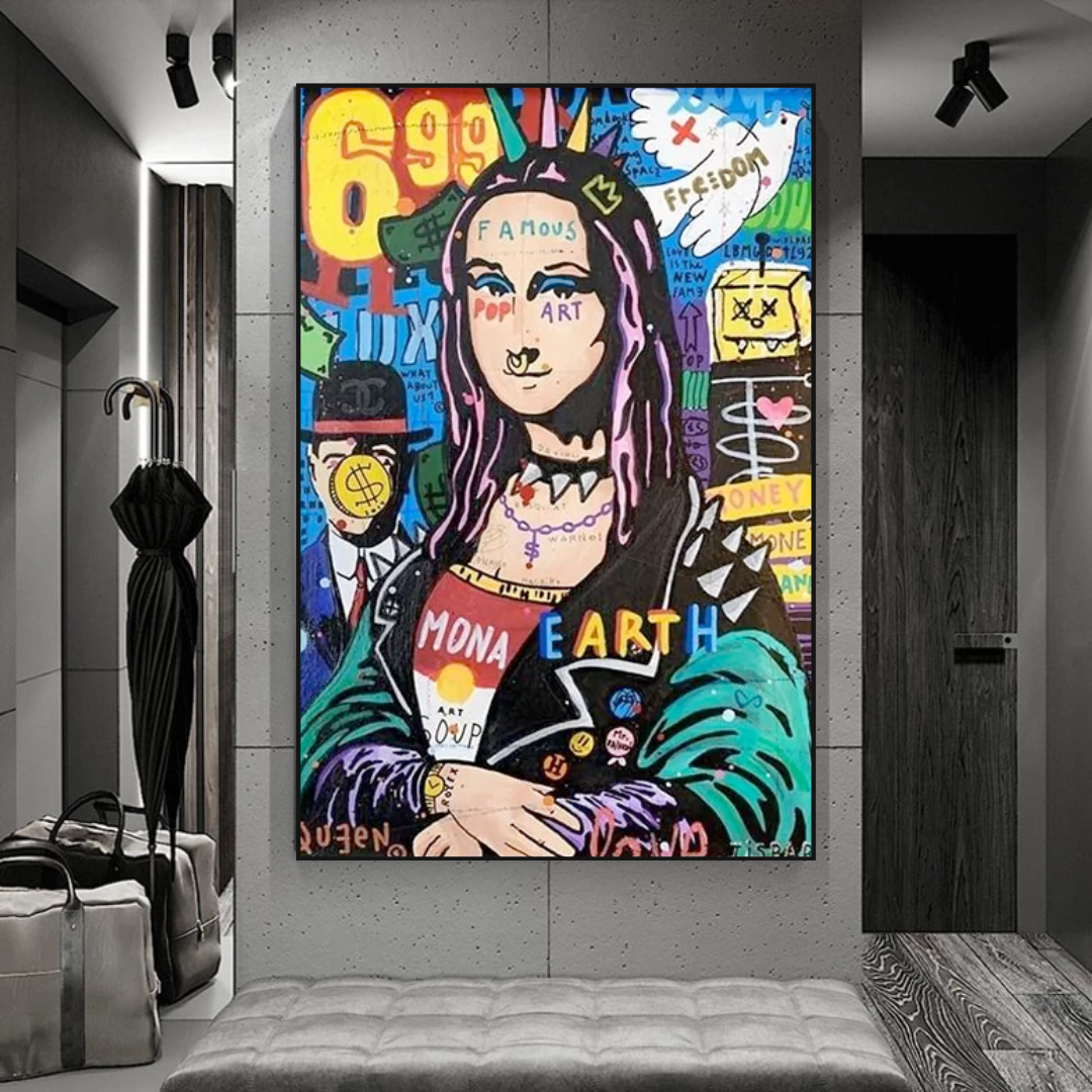 Abstract Street Art Mona Lisa Canvas for Living Room Decor – GraffitiWallArt