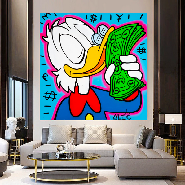 Scrooge McDuck Smells Money by Alec Canvas Wall Art