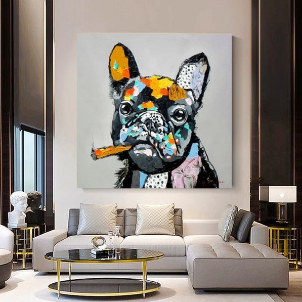 Dog Cheers Smoking Bulldog Canvas Wall Art