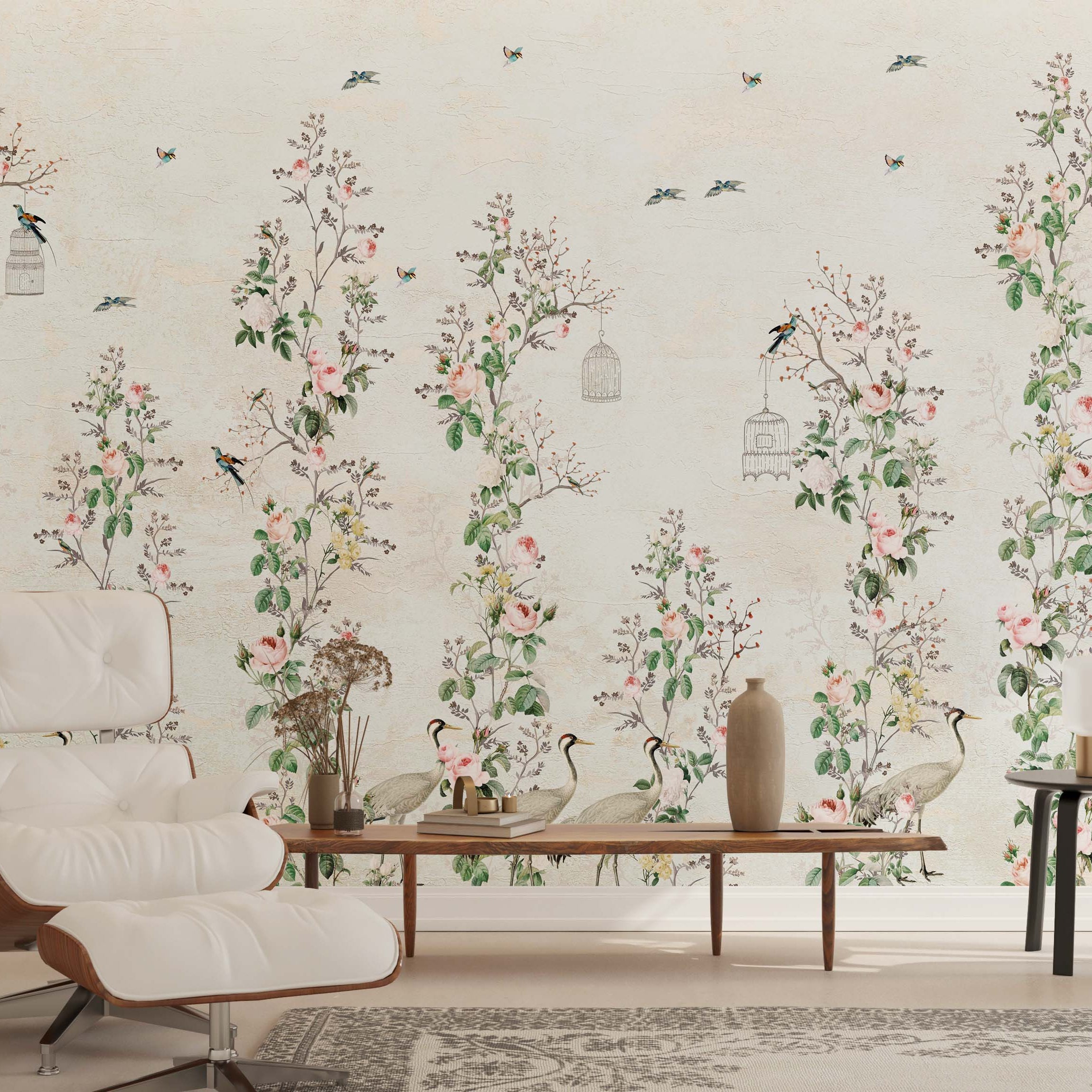 Floral Birds Wallpaper Mural: Stunning Wall Décor