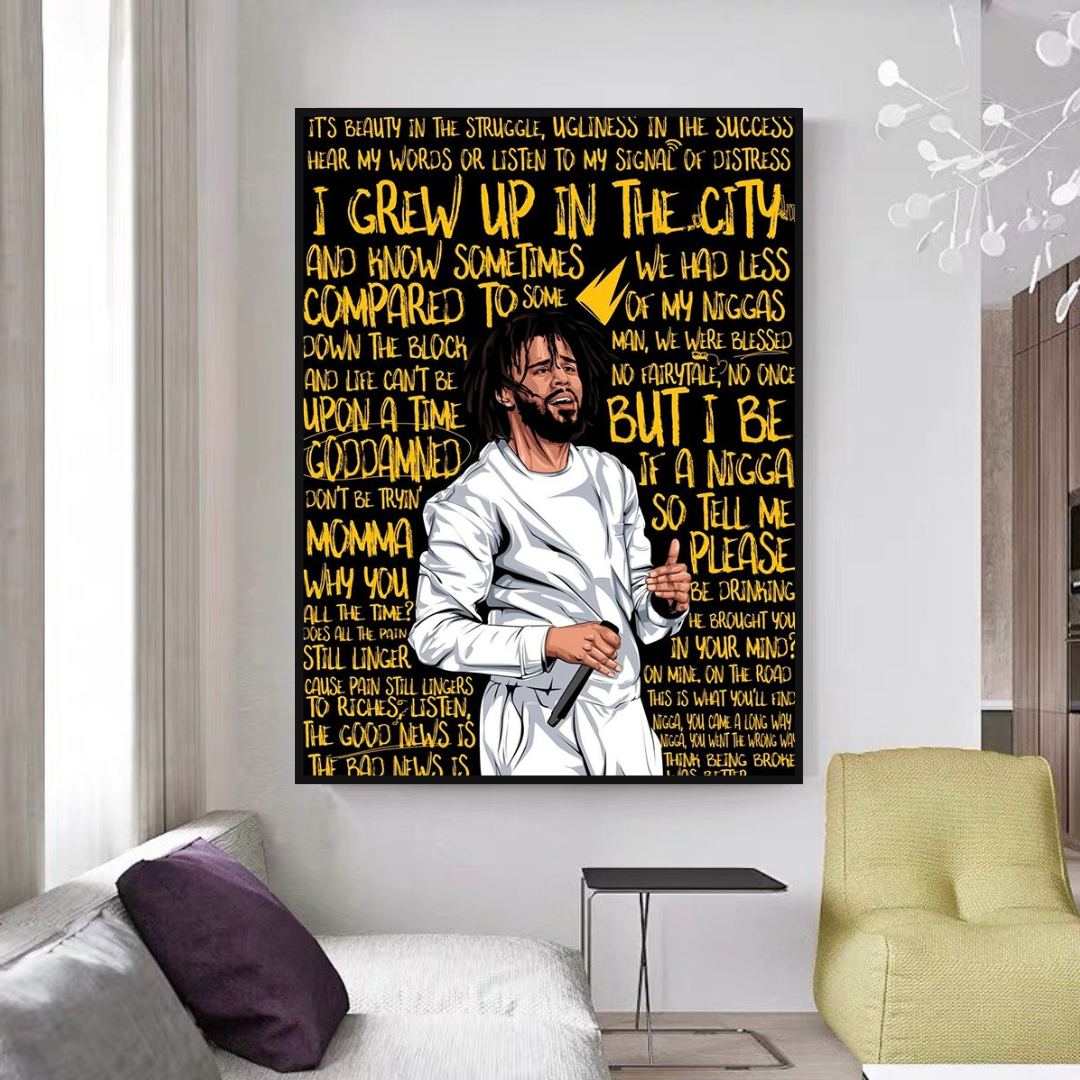 J Cole Singer Rapper Canvas Wall Art