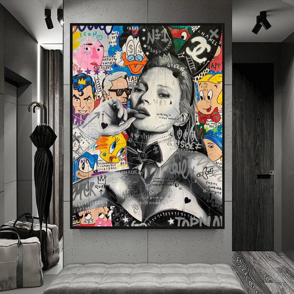 Banksy Kate Moss Canvas Wall Art - Fashion Model Paris