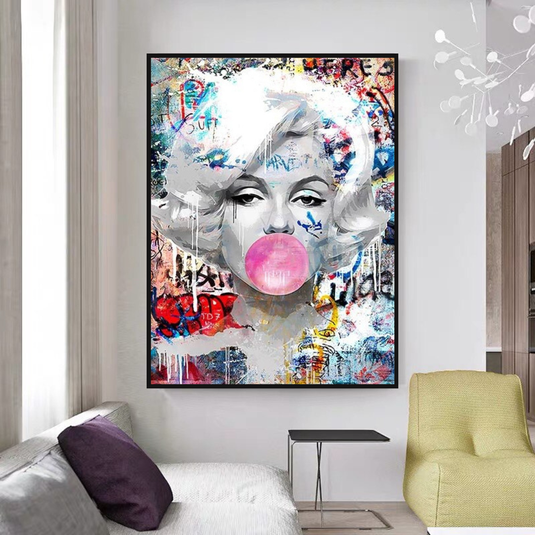 Marilyn Bubble Gum Wall Art: Vibrant Pop Art Design