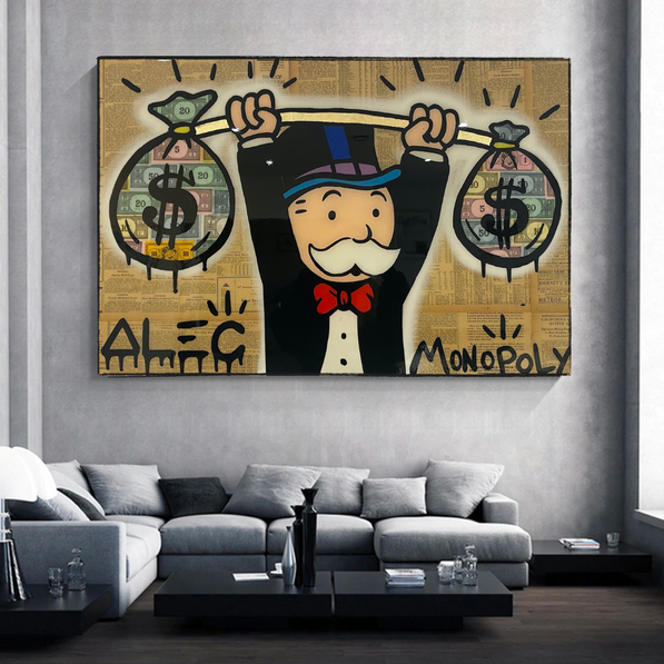 Alec Monopoly Wall Art: Money Bags Power