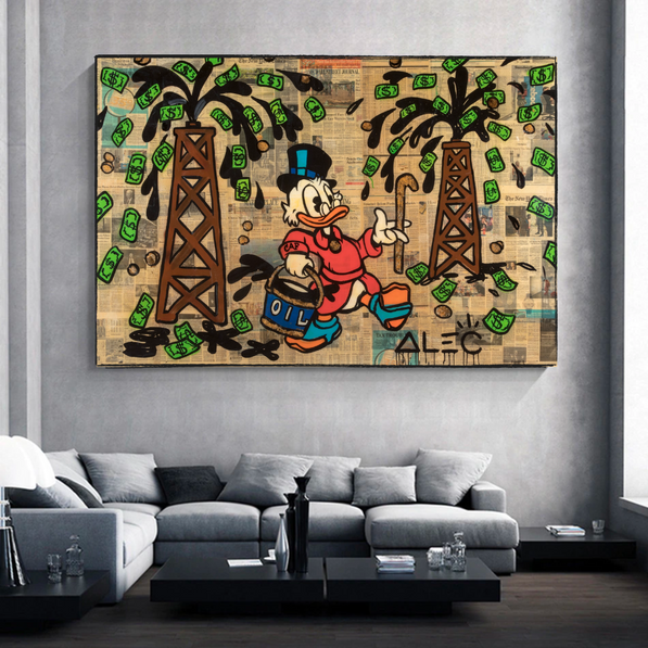 Scrooge McDuck Oil Money Maker Millionaire by Alec Canvas Wall Art