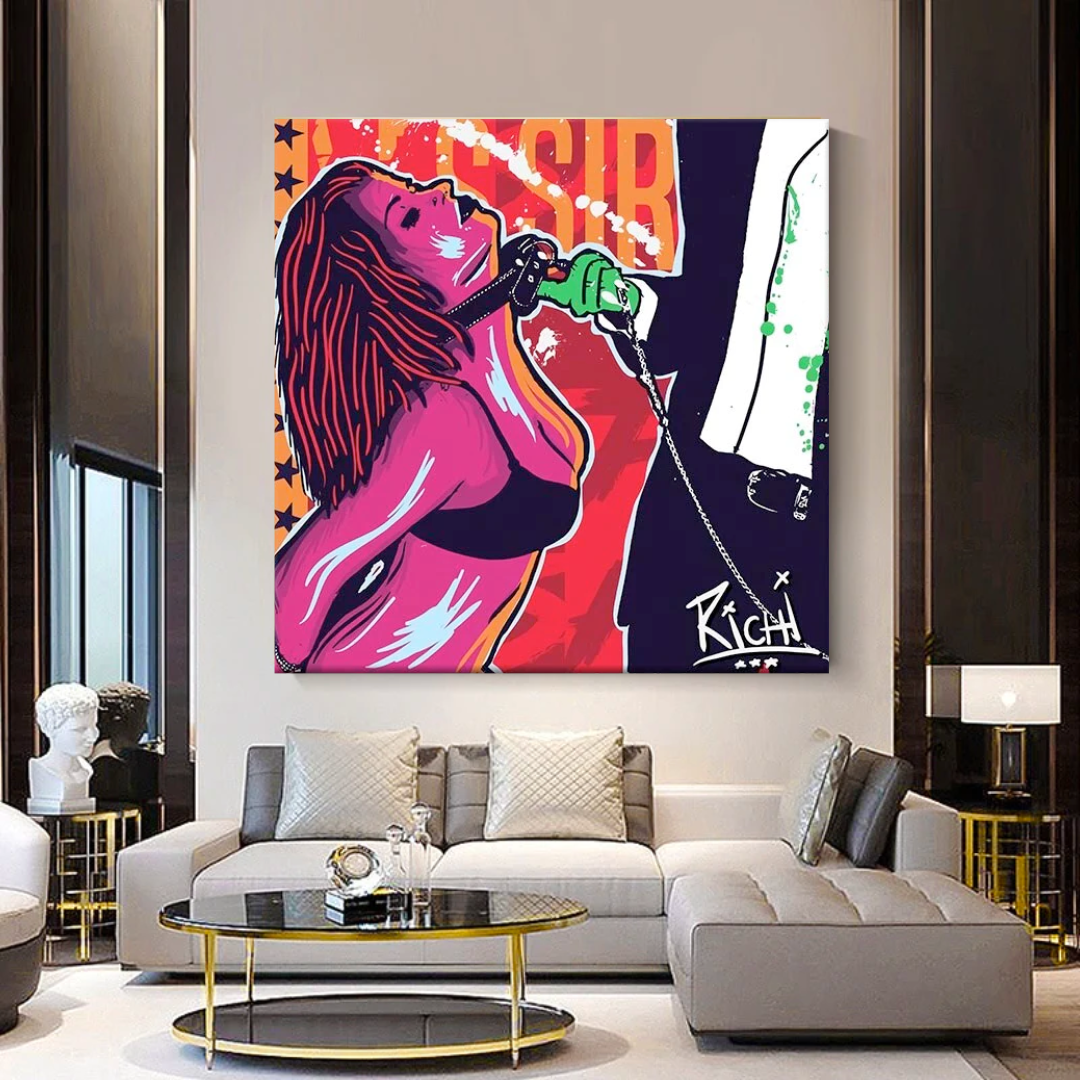 Abstract Pop Art Lover Nude Body Canvas Wall Art