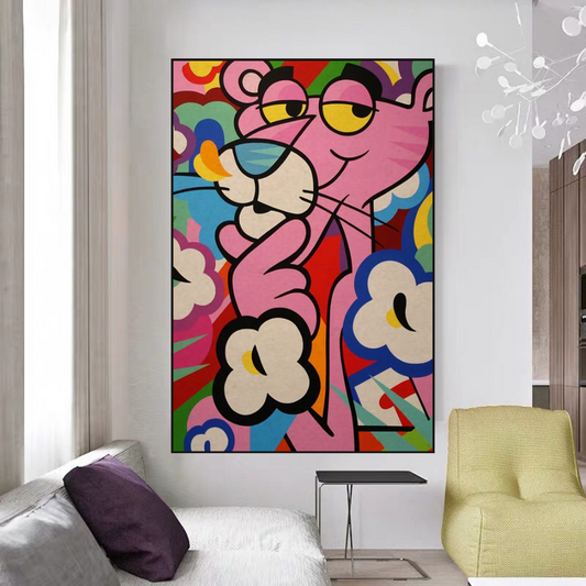 Stylish Pink Panther - Captivating Wall Art