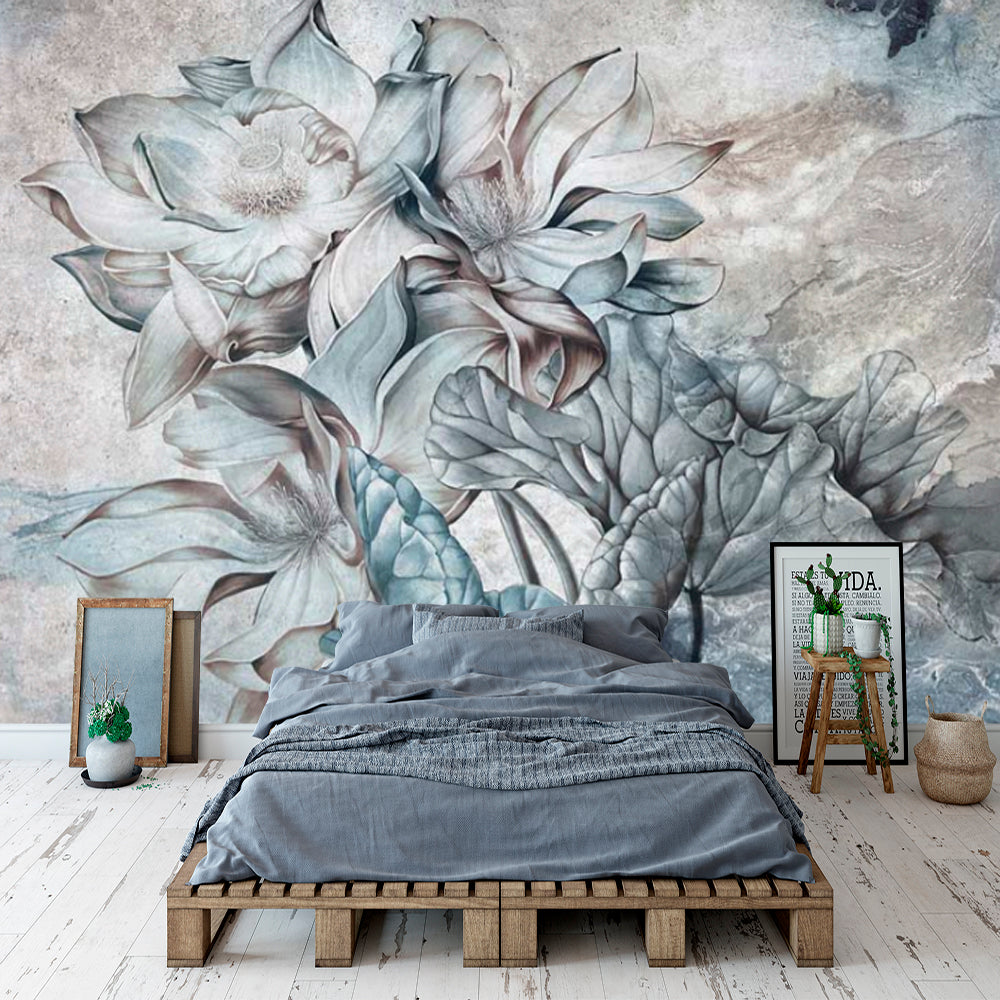 Floral Wallpaper Mural - Tropical Retro Theme